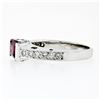 Image 6 : 18k White Gold 2.05 ctw Emerald Cut Pink Tourmaline & Round Diamond Band Ring