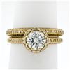 Image 2 : Tacori 18k Gold .79 ctw GIA Round Diamond Solitaire Engagement & Wedding Band Se