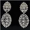 Image 4 : 18K White Gold 1.35 ctw Round Cut Diamond Long Drop Open Textured Dangle Earring