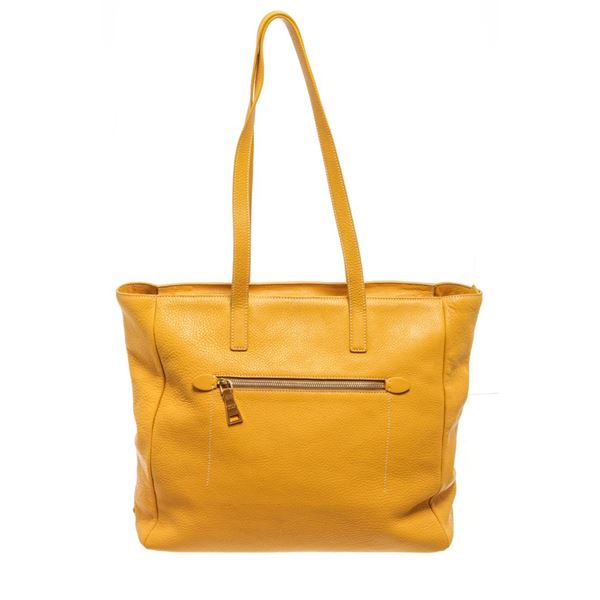Prada Yellow Leather Front Pocket Tote Bag