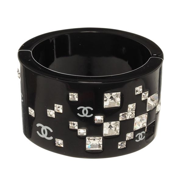 Chanel Black Crystallized Bangle