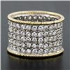 Image 2 : Vintage 18k Gold 3.6 ctw Pave Round Diamond Wide Eternity Band Twisted Wire Edge