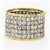 Image 6 : Vintage 18k Gold 3.6 ctw Pave Round Diamond Wide Eternity Band Twisted Wire Edge