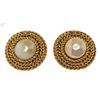 Image 1 : Chanel Gold CC Pearl Braided Disc Earrings