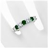 Image 3 : New 14K White Gold 1.33 ctw Shared Prong Big Round Diamond & Emerald Band Ring