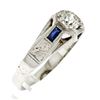 Image 9 : Antique Art Deco Mens 14K White Gold .90 ctw European Diamond Sapphire Etched Ri