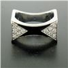 Image 6 : 14K White Gold 0.30 ctw Diamond & Black Enamel Stone Finished Squared Band Ring
