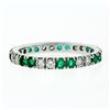 Image 6 : 14K White Gold 1.40 ctw Round Shared Prong Diamond & Emerald Eternity Band Ring