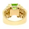 Image 4 : 14k Solid Gold 2.27 ctw Emerald Cut Peridot & 1.40 ctw Round Diamond Cocktail Ri