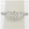 Image 1 : 14k White Gold 1.50 ctw Oval 3 Stone Diamond Promise Engagement Ring w/ Accents