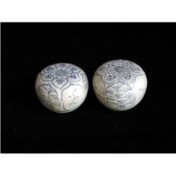 MOULDED LG UNDERGLAZED BLUE & WHITE BOXES, FLORAL