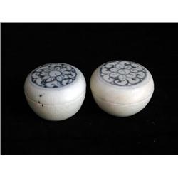 LG UNDERGLAZED BLUE & WHITE BOXES FLORAL