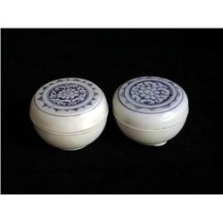 LG UNDERGLAZED BLUE & WHITE BOXES, FLORAL