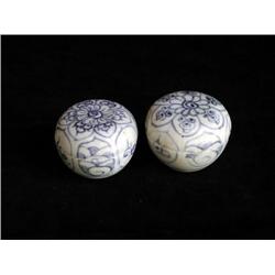 MOULDED SM UNDERGLAZED BLUE & WHITE BOXES, FLORAL