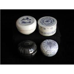 BOXES; LG UNDERGLAZED BLUE & WHITE, LANDSCAPE; CYL