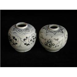 SM UNDERGLAZED BLUE & WHITE JARLETS, FLORAL