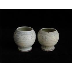 LG UNDERGLAZED BLUE & WHITE JARS, FLORAL