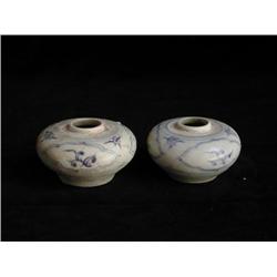 SM UNDERGLAZED BLUE & WHITE JARLETS, FLORAL