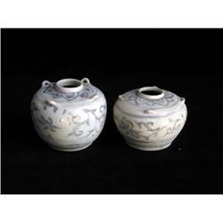 LG UNDERGLAZED BLUE & WHITE JARS, FLORAL