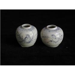 SM UNDERGLAZED BLUE & WHITE JARLETS, BIRDS