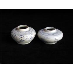 SM UNDERGLAZED BLUE & WHITE JARLETS, FLORAL