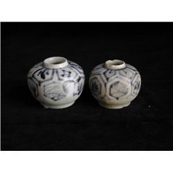 SM UNDERGLAZED BLUE & WHITE JARLETS, FLORAL