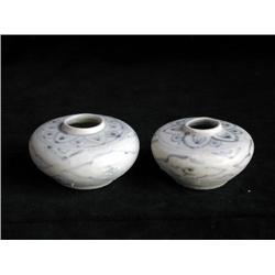 SM UNDERGLAZED BLUE & WHITE JARLETS, FLORAL