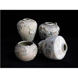 LG FOOTED UNDERGLAZED BLUE & WHITE JAR, FLORAL; LG