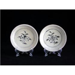 MED UNDERGLAZED BLUE & WHITE SAUCERS, FLORAL