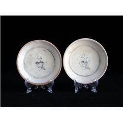 MED UNDERGLAZED BLUE & WHITE SAUCERS, BIRDS