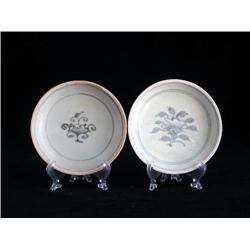 MED UNDERGLAZED BLUE & WHITE SAUCERS, FLORAL