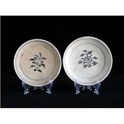 MED UNDERGLAZED BLUE & WHITE SAUCERS, FLORAL
