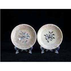 MED UNDERGLAZED BLUE & WHITE SAUCERS, FLORAL