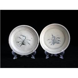 MED UNDERGLAZED BLUE & WHITE SAUCERS, FLORAL