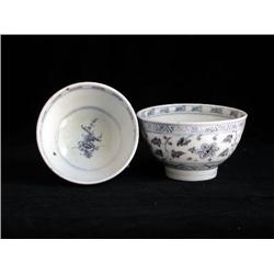 LG UNDERGLAZED BLUE & WHITE BOWLS, FLORAL
