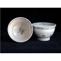 LG UNDERGLAZED BLUE & WHITE BOWLS, FLORAL