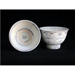 LG UNDERGLAZED BLUE & WHITE BOWLS, FLORAL