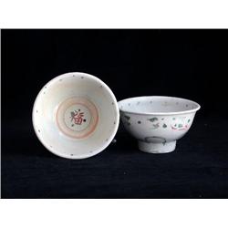 MED ENAMEL BOWLS, FLORAL
