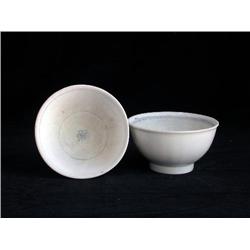 SM UNDERGLAZED BLUE & WHITE BOWLS, FLORAL