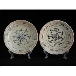 MED UNDERGLAZED BLUE & WHITE DISHES, FLORAL