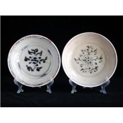 MED UNDERGLAZED BLUE & WHITE DISHES, FLORAL