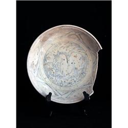 LG ENAMEL DISH, FLORALS & BIRDS