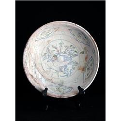 LG ENAMEL DISH, FLORAL & BIRDS