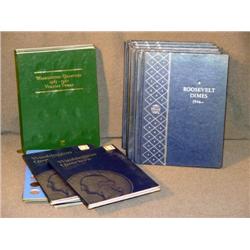 LOT PARTIALLY FILLED COIN BOOKS, QUARTERS, DIMES,