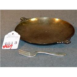 STERLING DISH W/ JENSEN STERLING BABY FORK