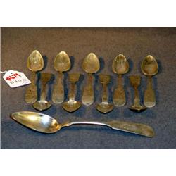 COIN SILVER SPOONS INCL JOSEPH CORNISH SERVING