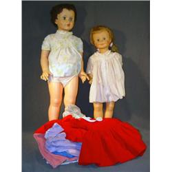 LOT 2 LARGE DOLLS AND CLOTHING