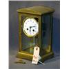 Image 1 : BRASS & GLASS PORCELAIN DIAL MANTLE CLOCK