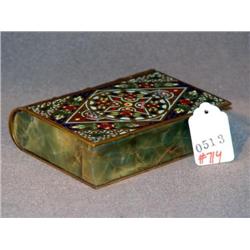 CLOISONNE ALABASTER BOOK SHAPED BOX