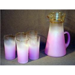 PINK TO CLEAR GLASS LEMONADE SET